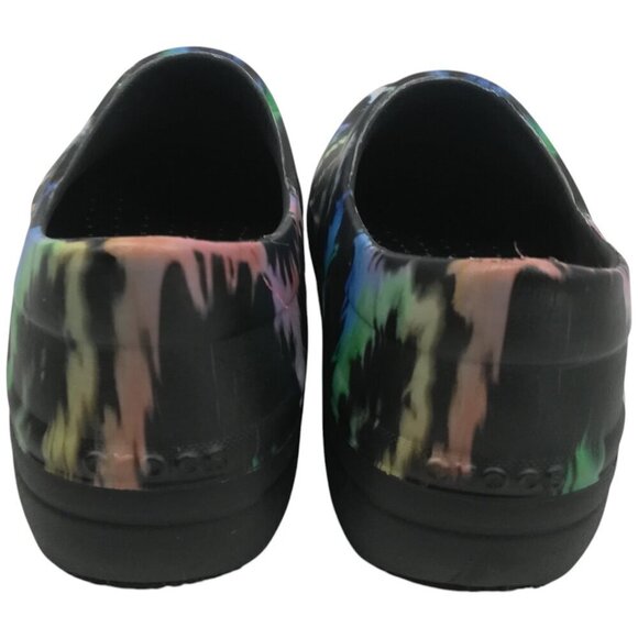 Crocs Neria Pro II Tie Dye Work Clogs Size 10 Womens Dual Comfort Black Pink - Picture 3 of 10